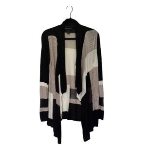 INC International Concepts Black and White Open Front Cardigan